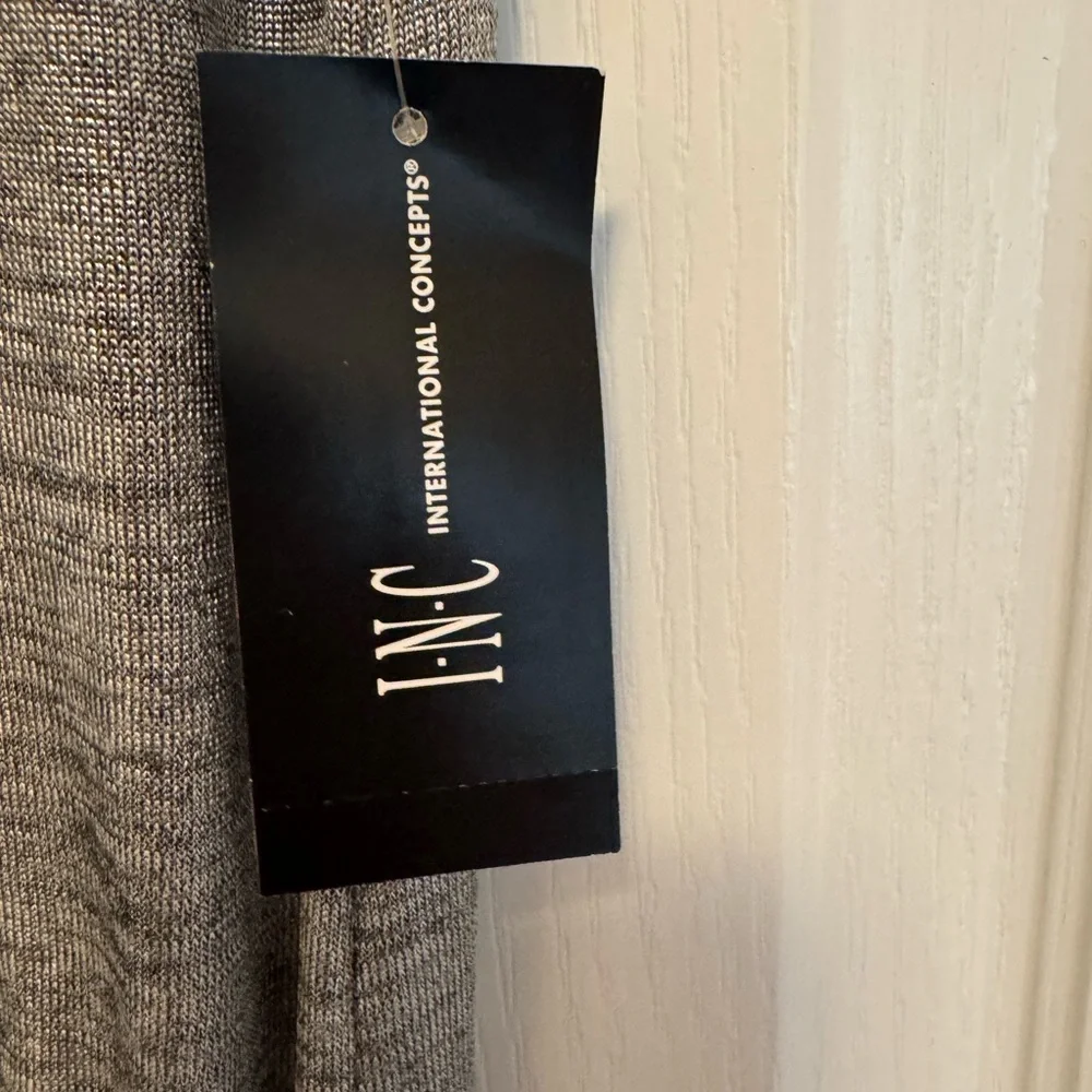 INC Silver Shimmer Sleeveless V-Neck Wrap Blouse with Tie Front - Picture 4 of 6